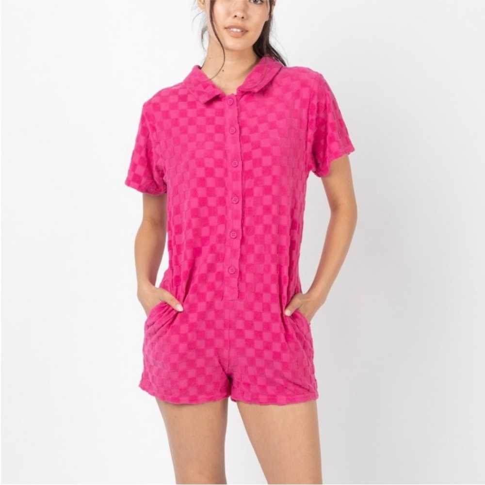 Very J checked romper jumpsuit